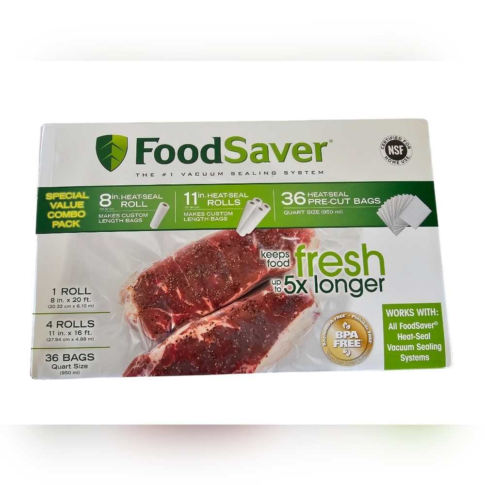 FoodSaver Vacuum Sealer Bags and Roll Combo Pack New In Box, Unopened